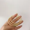 Bangle FFLACELL 2023 Fashion Retro Sand Gold Bracelet Simple Closed Golden For Women Girl Party Jewellery Raym22