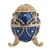 Luxury Green Faberge Easter Egg Russian Royal Case Gamba Porta di gioielli per decorazione da tavolo bracciale da collana H220505