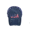 USA Cappelli da cowboy Trump Berretti da baseball americani Lavato Distressed Bandiere degli Stati Uniti Stelle Berretto a rete Parasole Cappello da festa CCE13689