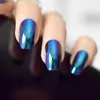 False Nails Ballerina Coffin Tips Mirror Chrome Reflectie Nagel Effect Holo Blue Purple Fake Prud22