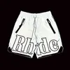 Hip Hop m Reflekterande Rhude Shorts Insida Mesh Män Dam Oversize Stora tryck Ridbyxor med dragsko