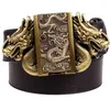 Double Dragon genuine leather belt lighter metal plate buckle for Zippo trading companyCJGO