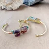 Bangle Fluorite Healing Stones Bracelet Adjustable Wire Wrapped Square Shape Natural Cuff BangleBangleBangle Inte22