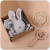 Детские продукты Bibs Bunny Teetthers Pacifiers Set Set Cartoon Cartoon Rabbit Успокаивающий полотенце Творческий малыш Силиконовый соски -пейзатор Toy 6pcs/Set M4126