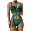 Женщины Inerie Set Erotic Bra Panty 3 Pac Lingerie Set Sexy Learch Withe Sets с поясной ремнем летняя вышивка Sexiless L220727