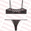 Sous-vêtements en dentelle noire femmes soutien-gorge lettre broderie Bikini femmes Lingerie voir à travers dames sous-vêtements Set238F