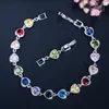 Fashion Cute Meet Heart Womens Bracelets jewelry Charm bracelet Silver White Green Ruby Sapphire AAA Cubic Zirconia Brass Love Bracelet Bangles For Women Gift