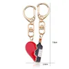 Porte-clés 1 paire coeur épissage amour bouteille de vin porte-clés femmes amoureux romantique porte-clés sac à la mode bibelot bijoux ami saint valentin souvenir