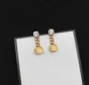 Moda oro mujer diseñador doble letra Stud lujo geométrico cristal en forma de corazón pareja circón lindos pendientes para señora boda aro