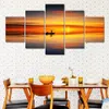 Modular Canvas HD Prints Posters Home Decor Wall Art Pictures 5 Pieces Sunset Fishing Boat Paintings No Frame