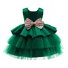 Girl's Dresses Toddler Baby 1st Birthday Baptism For Girls Green Christmas Backless Princess Party Tutu Gown Bow Kids Ceremony CostumeGirl's