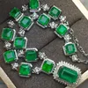 Anhänger Halsketten JADE Hochzeit natürliche kolumbianische Smaragd Halskette Charme Mode 925 Sterling Silber SchmuckAnhänger
