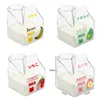 Glass Creamer Box Heat Resistant Cartoon Mini Square Milk Carton Container Cup 380ml Water Cup Kawaii Mug Kawaii Bottle