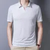 Men's T-Shirts Summer Thin Men's Solid Color Lapel T-shirt Cool Comfortable Elastic Slim Business Casual Fashion Youth Short Sleeve Tops