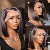 Short Bob Wig Transparent Bone Straight Lace Frontal Brazilian Wigs 13x4 Synthetic Closure Wigs For Women