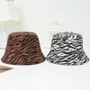 Cappello a tesa larga stile donna cappello a secchiello nero bianco zebrato modello leopardo berretto primavera estate hip hop panama spiaggia pescatore sole regalo scot22