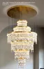 Lustres de luxe Lumière K9 Cristal Pendentif Lampe Décor À La Maison Éclairage Intérieur LED Escalier Lampe Or Suspension Lampara pour Villa Hôtel Lobby