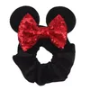 Hair Accessories Girls Velvet Mouse Ear Scrunchies Women With Sequins Bow Ponytail Holder Festival AccessoriesHair