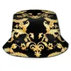 Luxury Floral Pattern Flowers Golden Fisherman Fashion Summer Hiking s for Girls Ladies Outdoor Sun Hat Dropship 220627