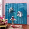 Customize cortinas 3D Window Curtain underwater world dolphin Blackout Curtains living room Bedroom Hotel Windows Decoration cortina blackout