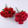 Декоративные цветы венки искусственные шелковые красные розовые букеты симуляция синий фальшивый свадебный букет пук для дома гостиная