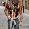 Polos pour hommes Chemises surdimensionnées pour hommes T-shirts décontractés d'été à manches courtes Jour de l'Indépendance Drapeau américain T-shirt à revers mèche