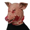 Creepy Scarred Pig Head Halloween Décoration Masque Horreur Latex Headgears Carnaval Mascarade Costume Cosplay Props Bloody Pig Head Butcher