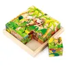 Paintings 9 Pcs Sixsided 3D Cubes Jigsaw Puzzles Tray Wooden Storage Toys For Children Kids Educational Funny Games6038642