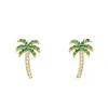 Hoop Huggie Green Cubic Zircon Coconut Tree Stud arring for Women Bohemian Style Biercing Ear Rings Hip Hop Arrings Accessoriesh المجوهرات