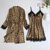 Women's Sleepwear Lace Sexy Lingerie Leopard Sets Women V Neck Sleeveless Scallop Bralette Intimate Linge Underwear