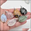 Arts et artisanat Arts Cadeaux Maison Jardin Pierre Naturelle Charmes Cristal Arbre De Vie Pendentifs Roses Quartz Fil Enveloppé À La Mode Dhdxs