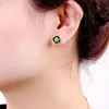 Stud 14k Rose Gold Green Gemstone Emerald Boucles d'oreilles Femmes Accessoires de fête élégants Cadeau d'anniversaire Lady Intemporel Moni22