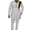 Bintarealwaxカスタムメンズスーツアフリカン男性伝統的な服装ダニキアンカラパンツコート2個セット長袖プラスサイズトラックスーツ衣装Wyn1317