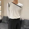 Camisetas para hombre, camisetas de manga larga para hombre, camiseta ajustada en blanco y negro, ropa de calle para hombre, camisetas a la moda, camisetas para hombre