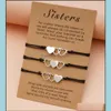 Link Chain Bracelets Jewelry Friendship Couples 3Pcs/Set Love Heart Stainless Steel Sisters Bracelet Bead Bangles Women Man Lucky Wish Drop