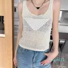 Женские дизайнерские вязаные вязание Summer Sexy Tanks Tops Tops Triangle Badge Fashion Tees Женские футболки -штоф