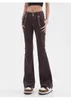 Jean évasé femme marron pantalon en Denim ample bas droit taille haute Streetwear Vintage mode Vintage Harajuku pantalon Jean Femm L220726