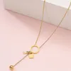 Pendant Necklaces Key Lock Ring Golden Balls Titanium Steel Necklace Women's Non-Fading All-Match Rose Gold Clavicle Chain PendantPendan