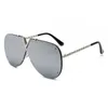 Men's V-shaped Men's And Women's Sunglasses Integrated Personality Glasses Metal Frame Dark Color 9106