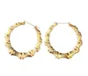 Trendy Big Bamboo Hoop örhängen 18K Real Gold Plated Elegant Stor Size Women Earring Fashion Costume Jewelry3180501