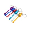 Fournitures de fête Porte-clés Collier Tuyau en métal Coloré Fumer Bong Tuyau de poche Portable Mini Discrète Huile Herbe Brûleur à tabac Longueur 95 mm Fumée Dabber