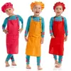 Оптовая настраиваемая логотип Детский шеф -повар набор фартуков кухни детские фартуки с шляпами шеф -повара для рисования кулинарной выпечки Diy Designs FY3525