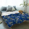 毛布ビンテージフラワーフルーツ秋の青いフランネル毛布ソファ用マイクロファイバースローベッドカバーベッド