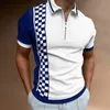 Top Quality Geo Printed Polos Plaid Check Print Polo Stylish Tees POLO Tops Printing Mens Summer Casual Breathable Clothing Tshirt Shirts