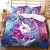 Kawaii Unicorn Bedding Kids Girls Girls Pink Luxury Devet Cover Set King Queen Queen Twin Comforter Полный размер