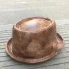 القبعات أزياء الرجال قبعة فيدورا جلد مسطح فطيرة لحم الخنزير للرجل الرامي جاز صن كبير 4 الحجم S M L XL القبعات القبعات