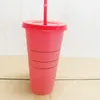 Star-B Tumblers Thermochromic Cup Cold and Changeable Plastic Color Changing Straw PP Materials Cups 5 PCS Set Colorful