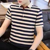 Men's Polos Summer Men Stripe Shirt Short Sleeve Original Casual Fashion T Breathable Cotton Tennis High Quality TopsMen's Men'sMen's Bles22