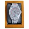 Relógio masculino de diamante completo relógios mecânicos automáticos 40mm com aço cravejado de diamantes moda feminina relógios de pulso pulseira montre d2670