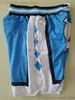 Shorts de basquete 1789 North University Carolina com bolso com zíper e saltos de alcatrão moletom masculino azul branco respirável calças masculinas